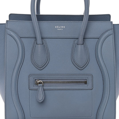 Celine Drummed Calfskin Micro Luggage Medium Blue 7 of 10