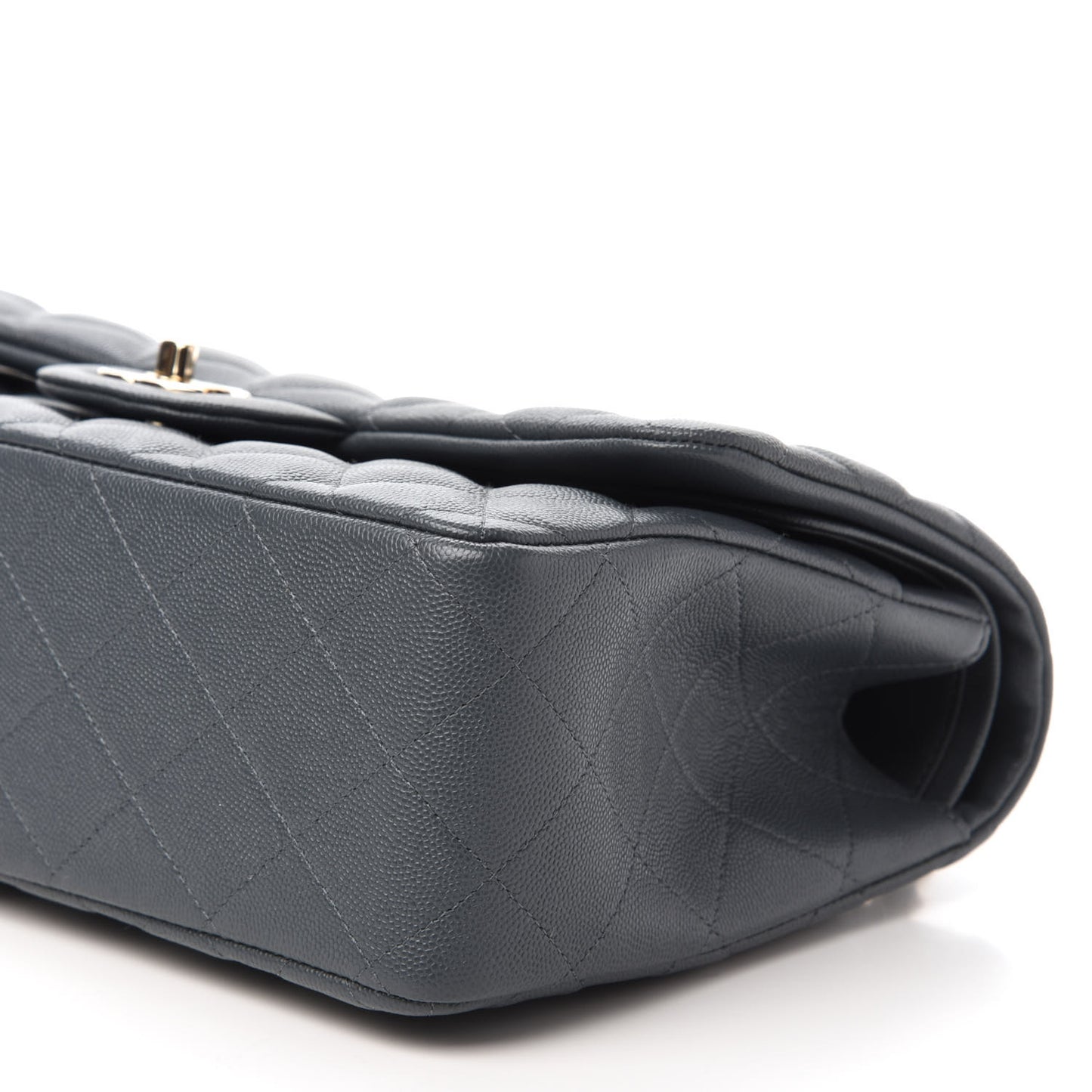 Caviar Quilted Jumbo Double Flap Dark Grey
