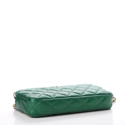Chanel Caviar Quilted Small Clutch With Chain Green 5 of 10