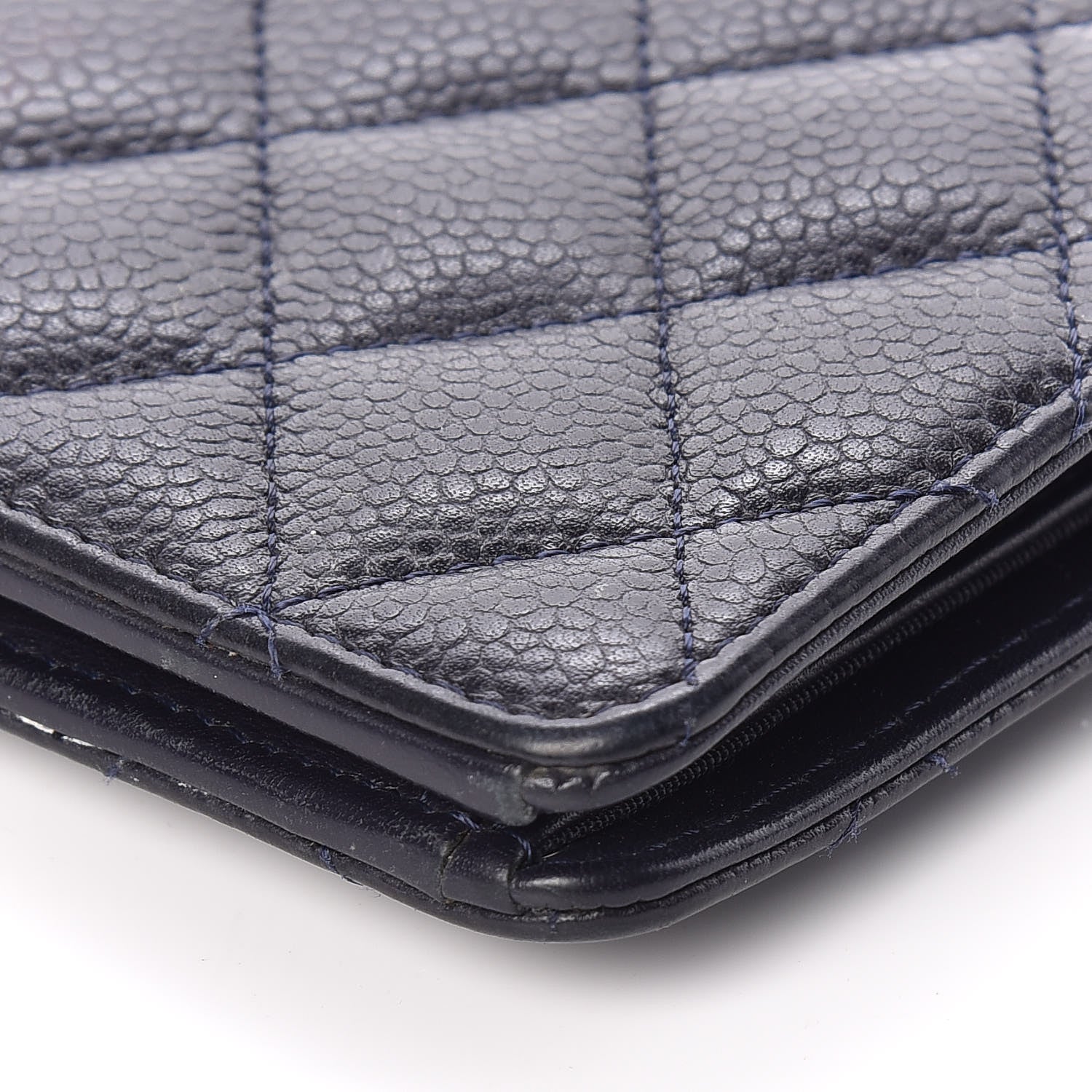 Chanel Caviar Quilted Yen Wallet Dark Blue 6 of 10