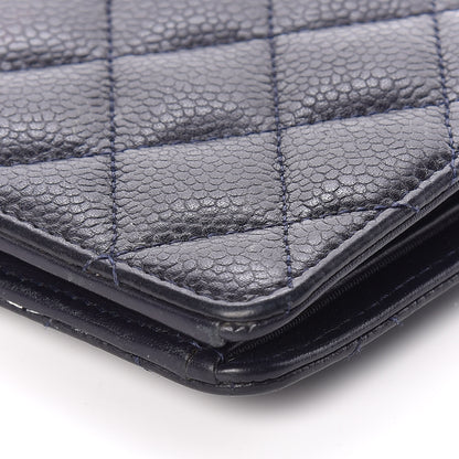 Chanel Caviar Quilted Yen Wallet Dark Blue 6 of 10