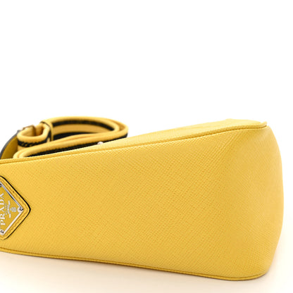 Prada Saffiano Cuir Logo Embossed Triangle Shoulder Bag Sole 8 of 9