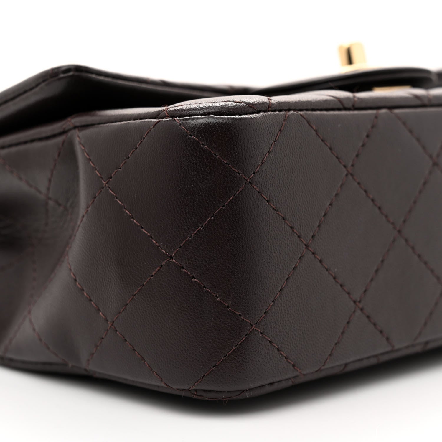 Chanel Lambskin Quilted Mini Rectangular Flap Dark Brown 9 of 10