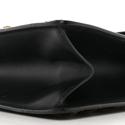 Gucci Calfskin Animal Studs Medium Sylvie Top Handle Bag Black 10 of 14