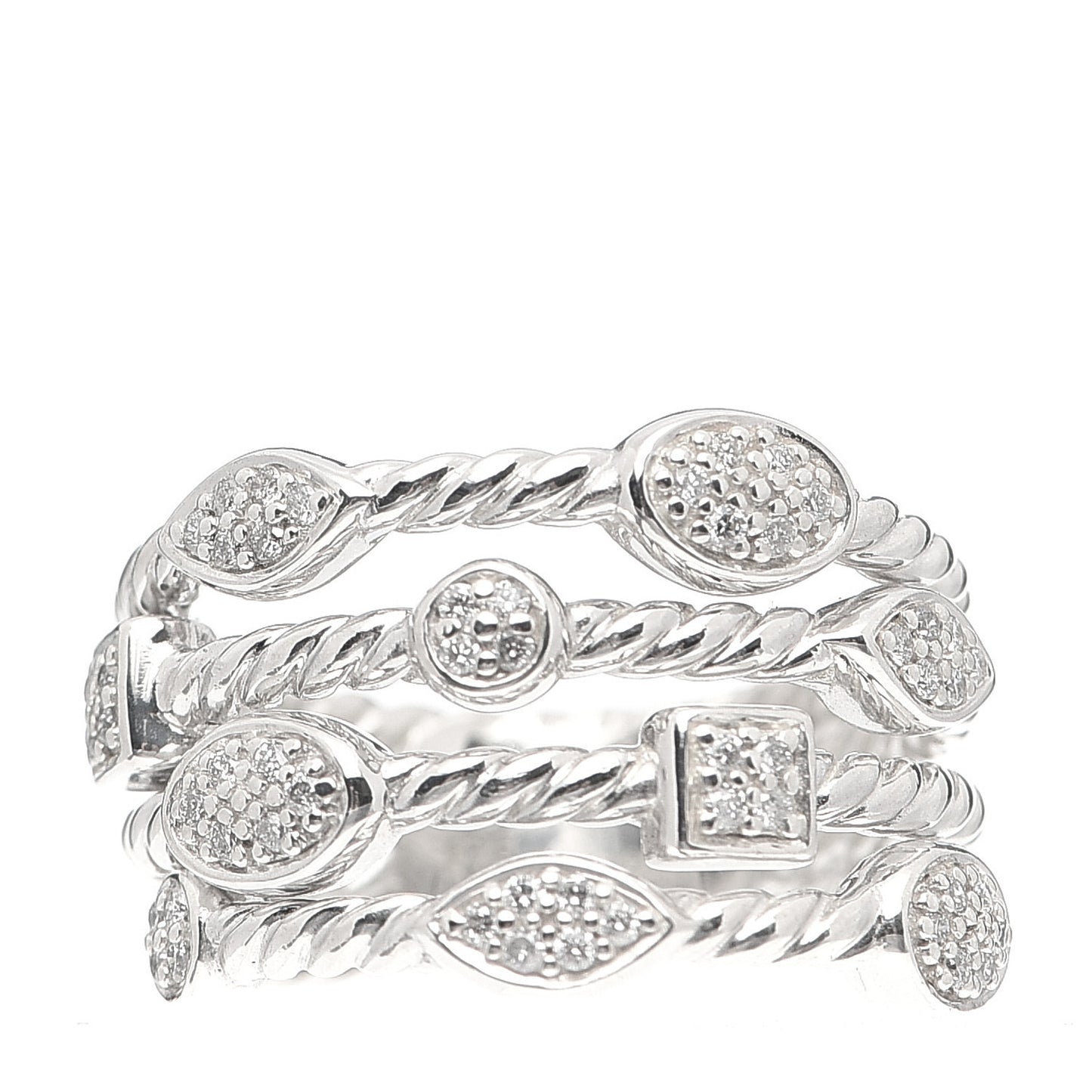 Sterling Silver Diamond Confetti 4 Row Ring 50 5.5