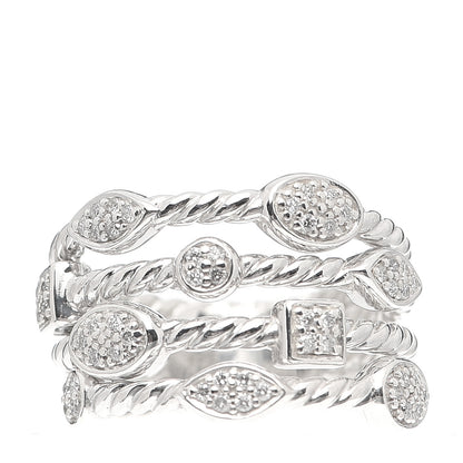David Yurman Sterling Silver Diamond Confetti 4 Row Ring 50 5.5 1 of 4