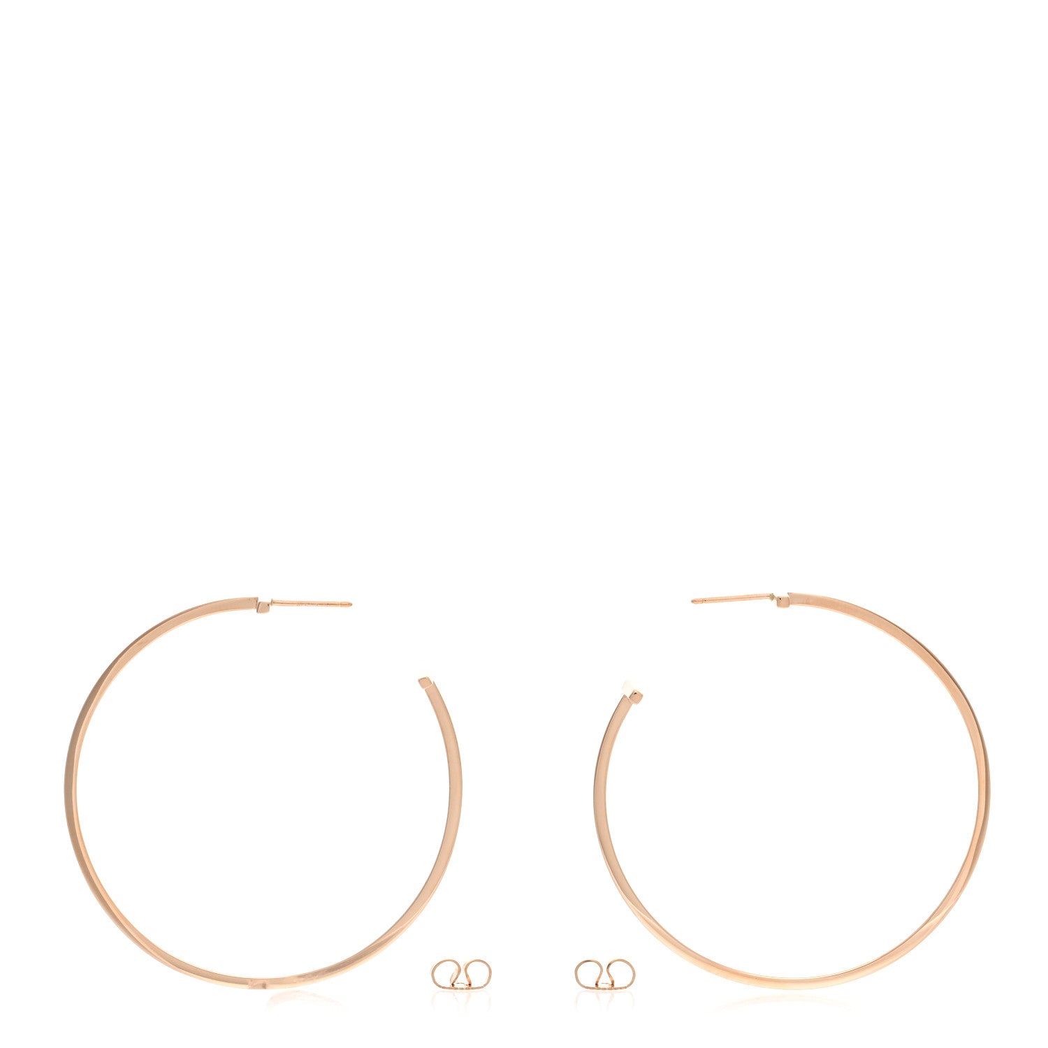 Tiffany 18K Rose Gold Extra Large T Wire Hoop Earrings 3 of 3