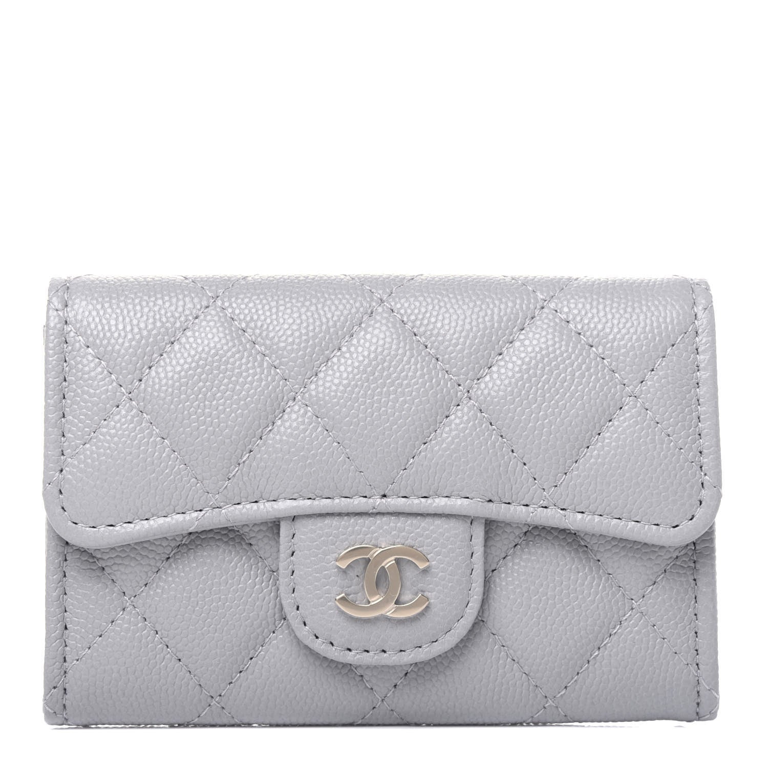 Chanel Caviar Quilted Flap Card Holder Wallet Grey 1 of 11