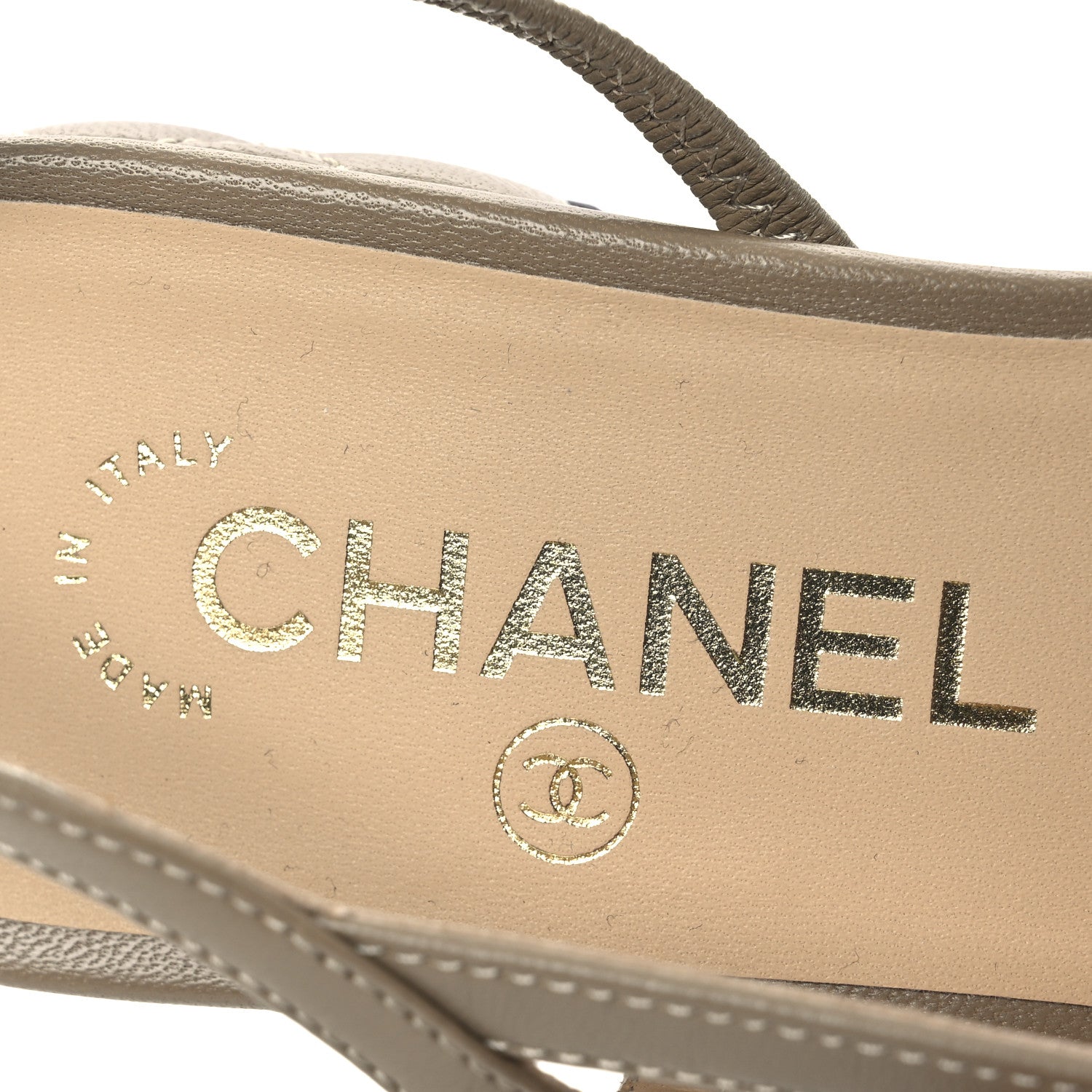 Chanel Lambskin Patent Cap Toe CC Slingback Flats 38 Beige Black 9 of 11