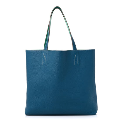 Hermes Taurillon Clemence Double Sens 36 Reversible Tote Menthe Bleu Thalassa 11 of 15