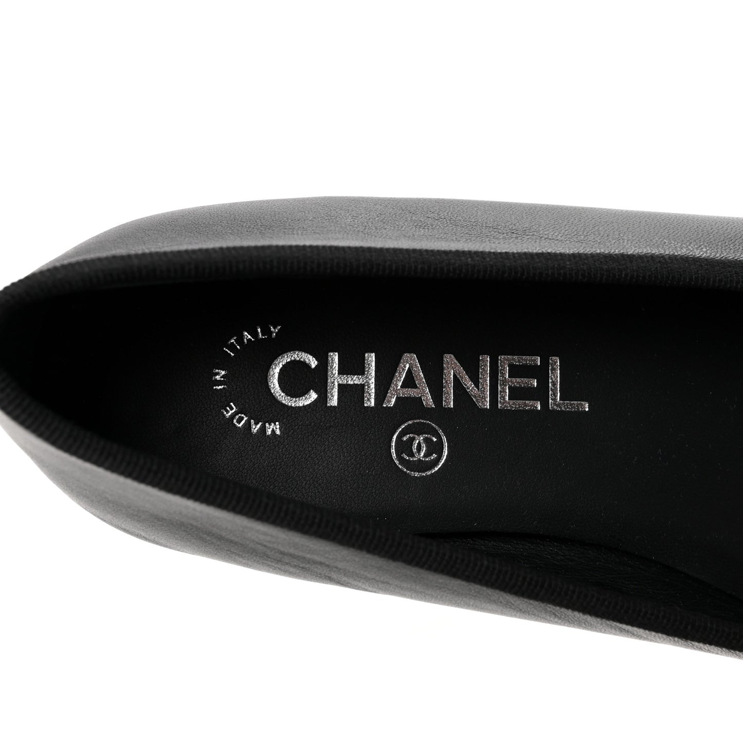 Lambskin CC Cap Toe Ballerina Flats 37 Black Dark Grey