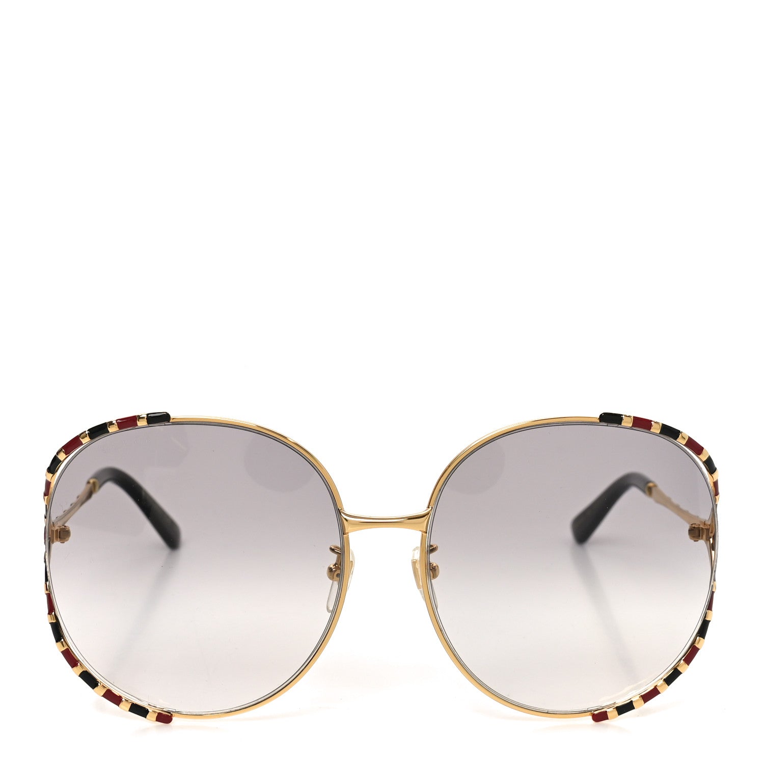 Gucci Metal Round Frame GG0595S Sunglasses Gold Black Red 2 of 8