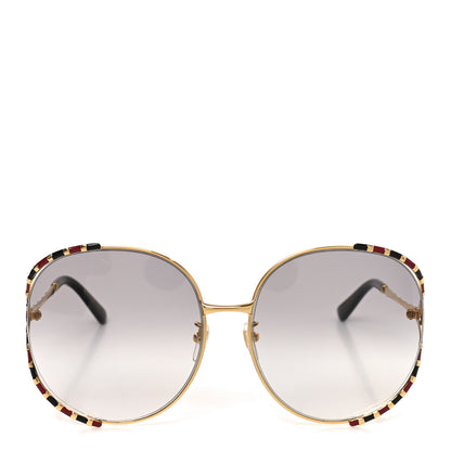 Gucci Metal Round Frame GG0595S Sunglasses Gold Black Red 2 of 8