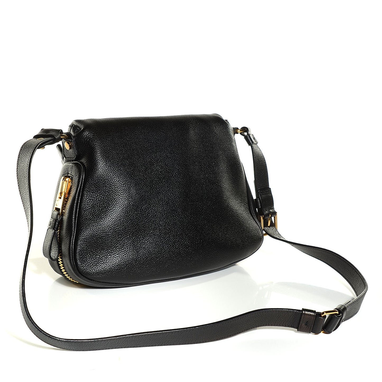 Grained Calfskin Medium Jennifer Crossbody Bag Black
