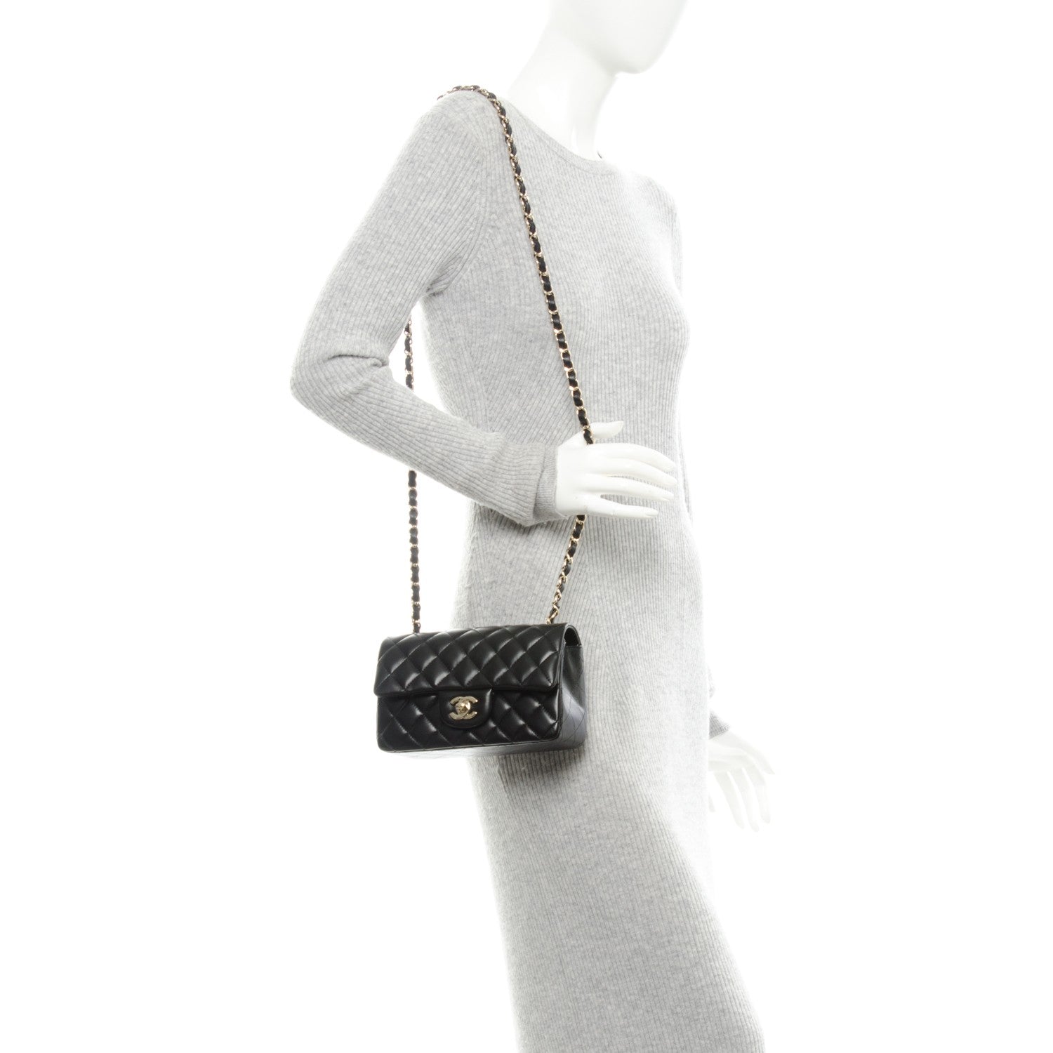 Chanel Lambskin Quilted Mini Rectangular Flap Black 2 of 8
