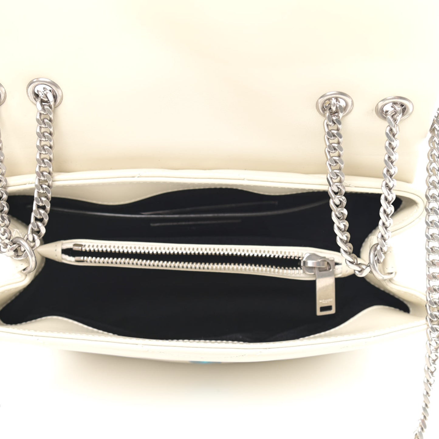 Calfskin Y Quilted Monogram Small Loulou Chain Satchel Ivory