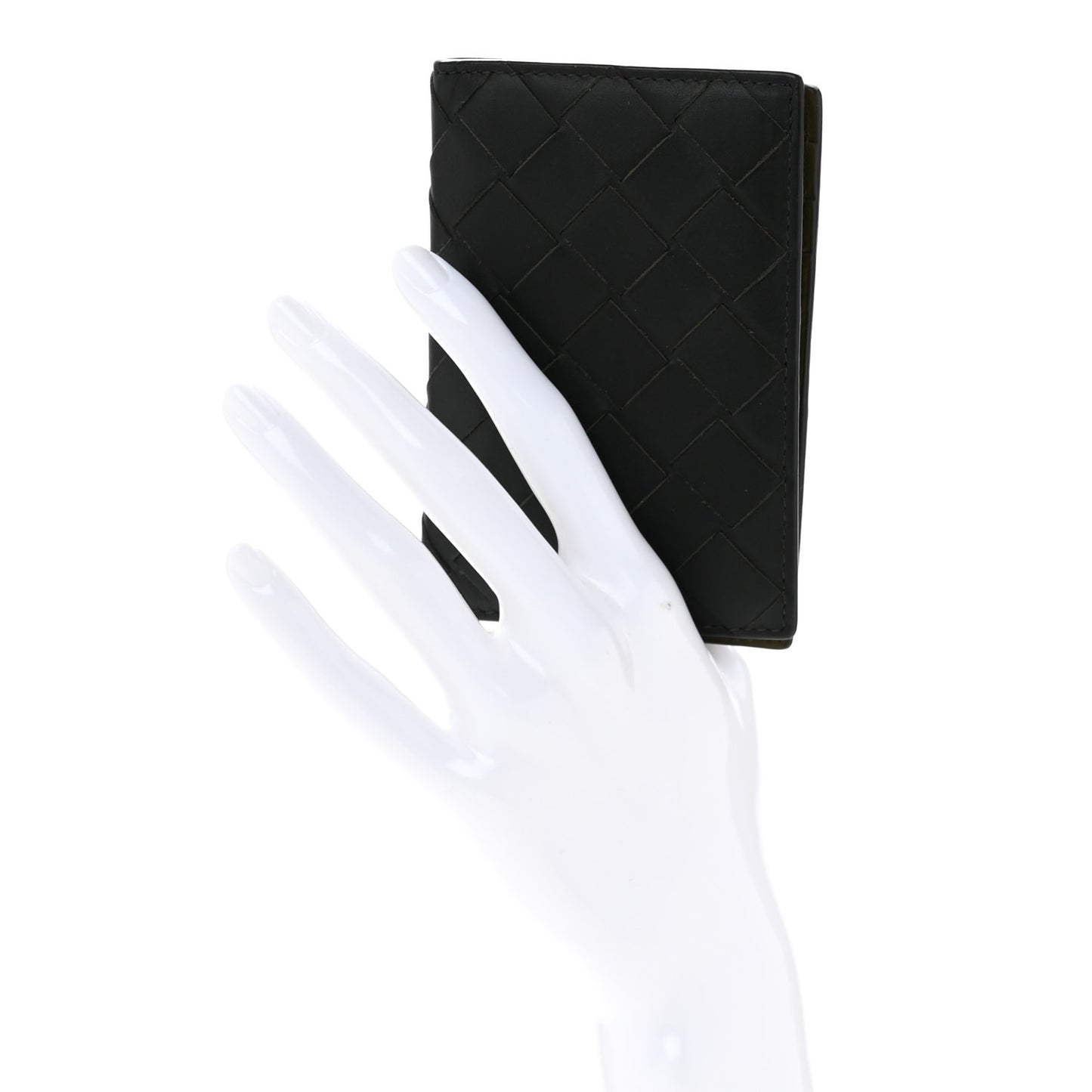 Nappa Maxi Intrecciato Bi-Fold Card Holder Kaki Olive Oil