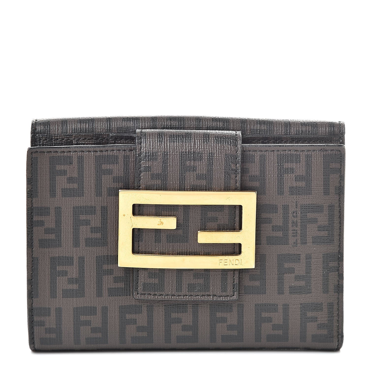 Fendi Zucchino Spalmati Compact Wallet Brown 1 of 10