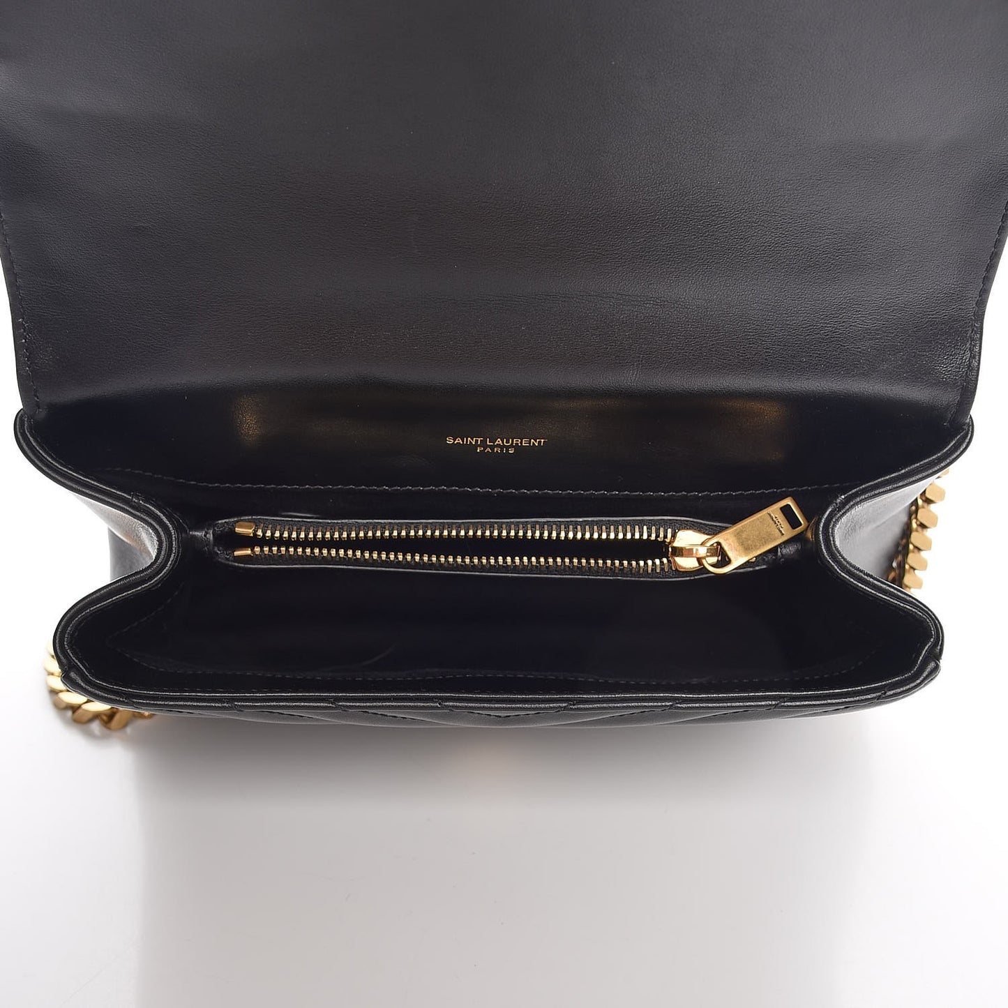 Calfskin Matelasse Chevron Studded Monogram Medium College Bag Black