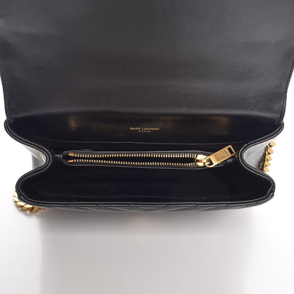 Saint Laurent Calfskin Matelasse Chevron Studded Monogram Medium College Bag Black 5 of 8
