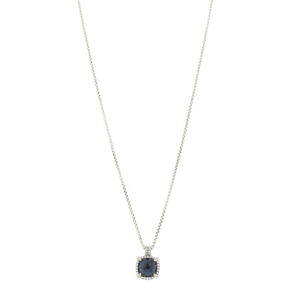 David Yurman Sterling Silver Diamond Black Orchid 9mm Chatelaine Pave Bezel Pendant Necklace 1 of 6