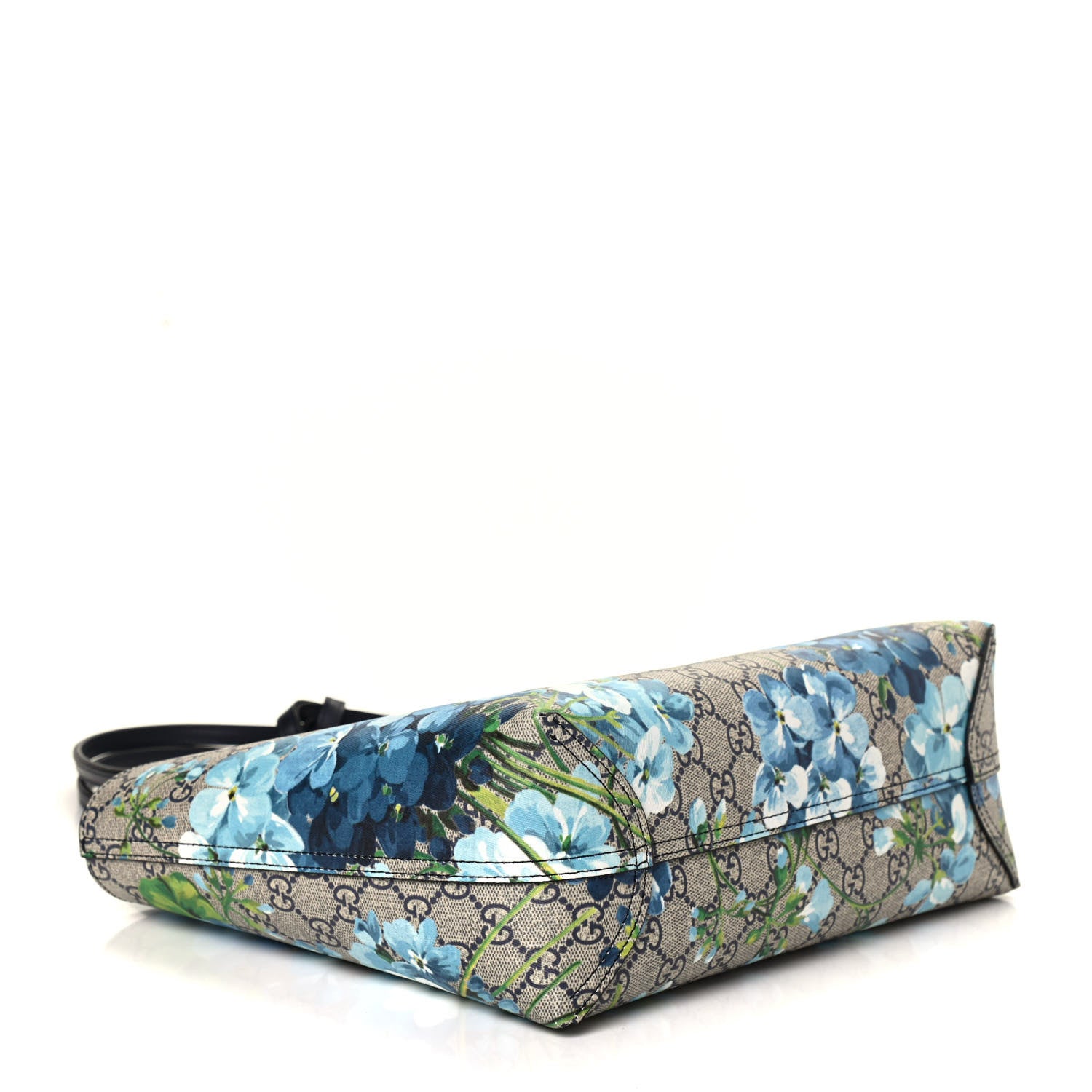 Gucci GG Supreme Monogram Blooms Small Reversible Tote Beige Blue Navy 3 of 4