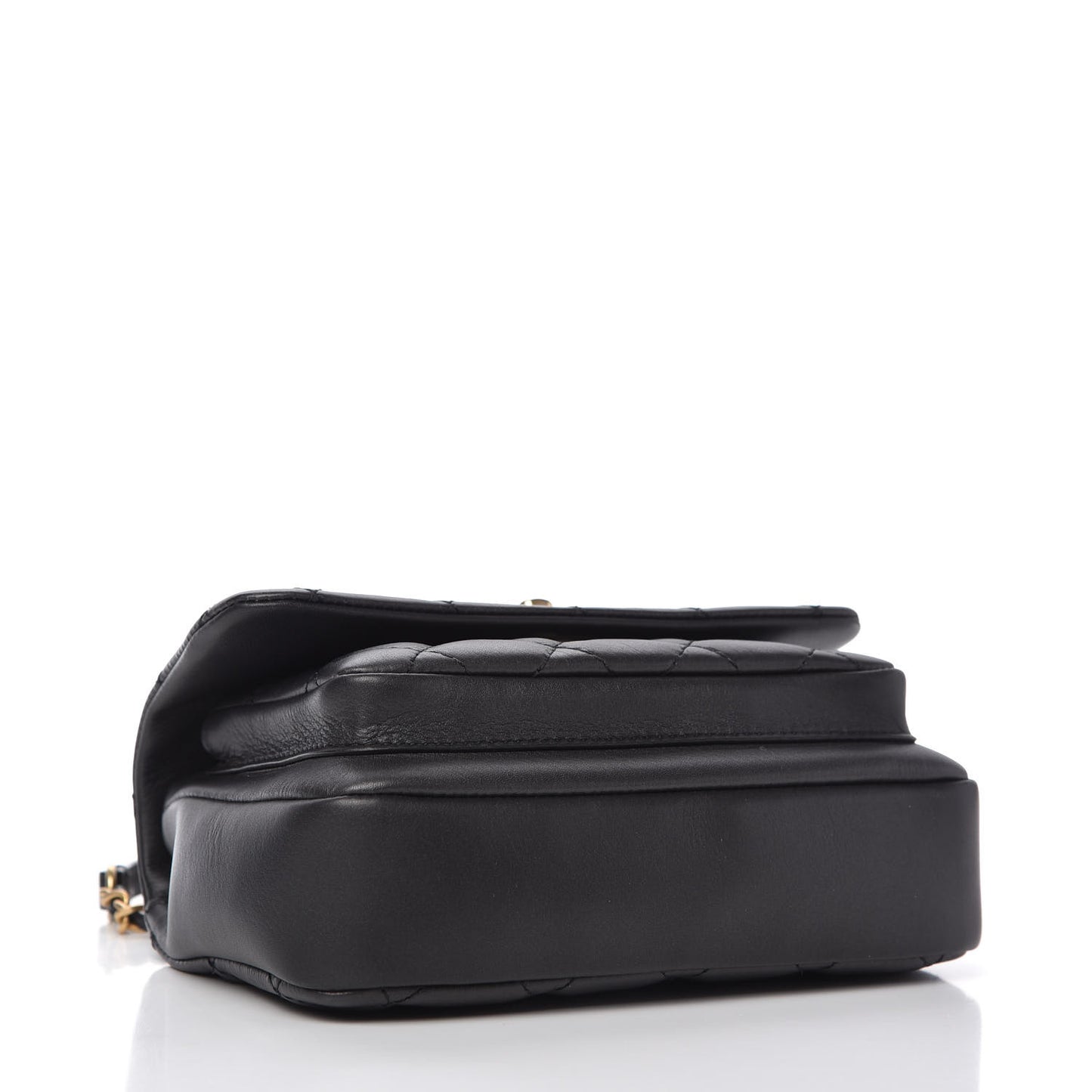 Calfskin Quilted Top Handle Flap Black