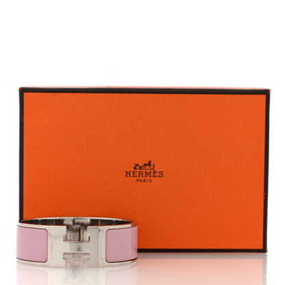 Hermes Enamel Wide Clic Clac H GM Bracelet Rose Dragee 5 of 5