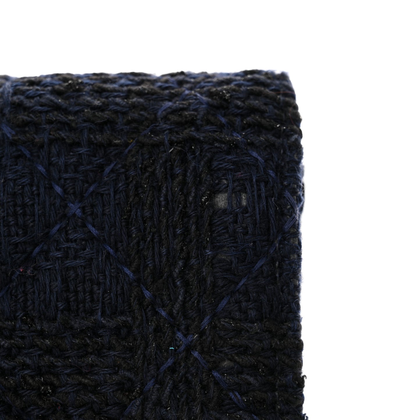 Tweed Shearling Quilted Chanel Wallet On Chain WOC Navy Black