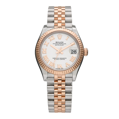 Rolex Stainless Steel 18K Everose Gold 31mm Oyster Perpetual Datejust Watch White Roman 278271 1 of 5