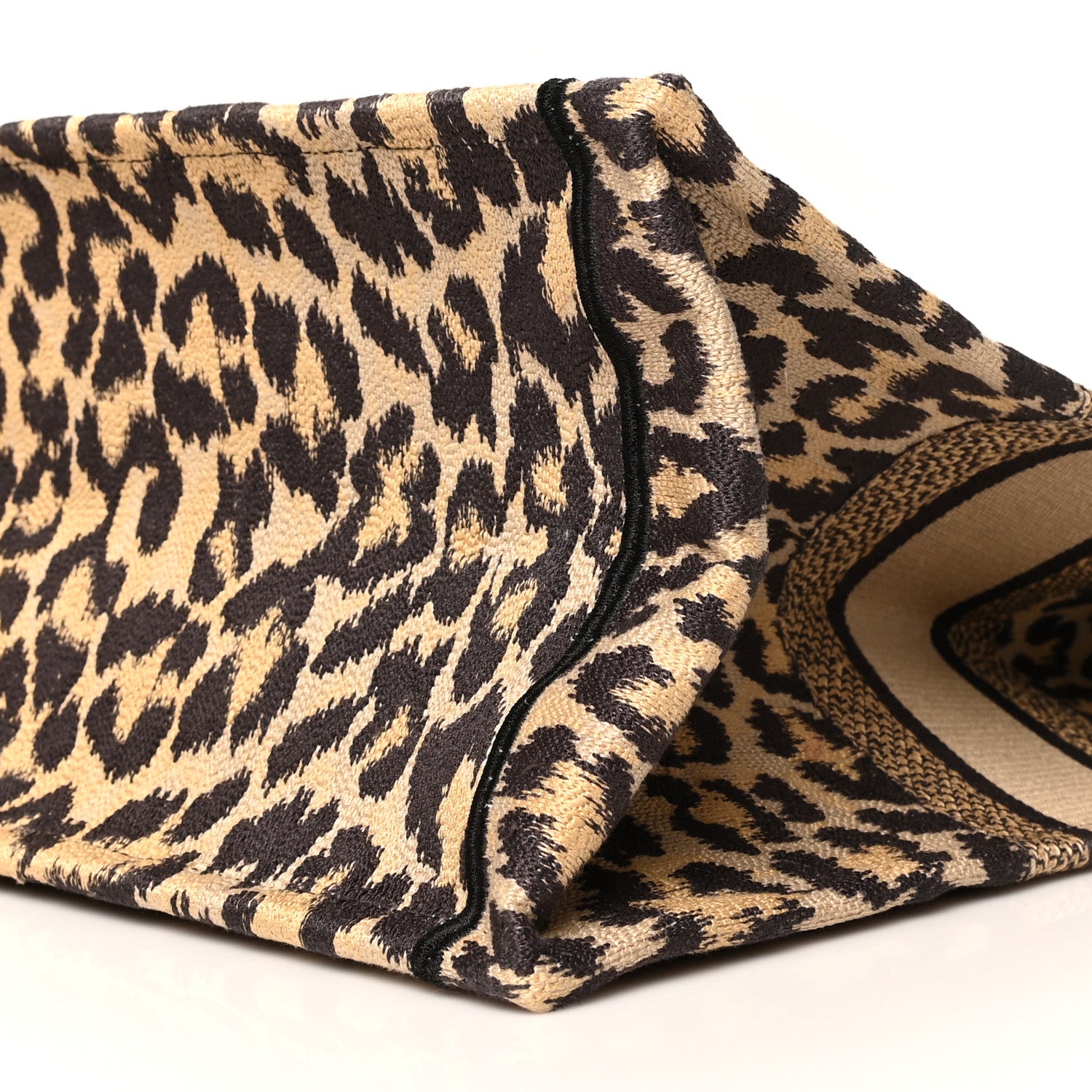 Christian Dior Canvas Mizza Embroidered Large Leopard Book Tote Beige 10 of 10