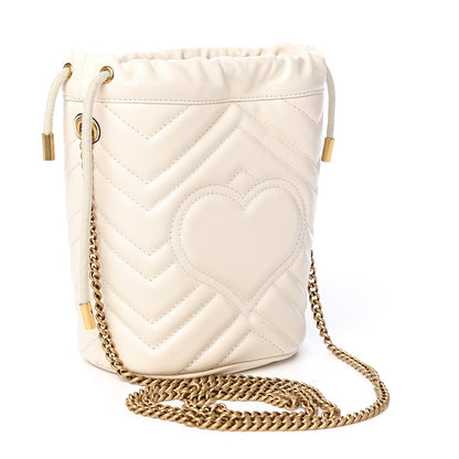 Gucci Calfskin Matelasse Mini GG Marmont 2.0 Bucket Bag White 2 of 10