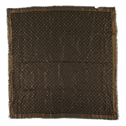 Louis Vuitton Silk Lurex Wool Monogram Shine Shawl Marron 1 of 3