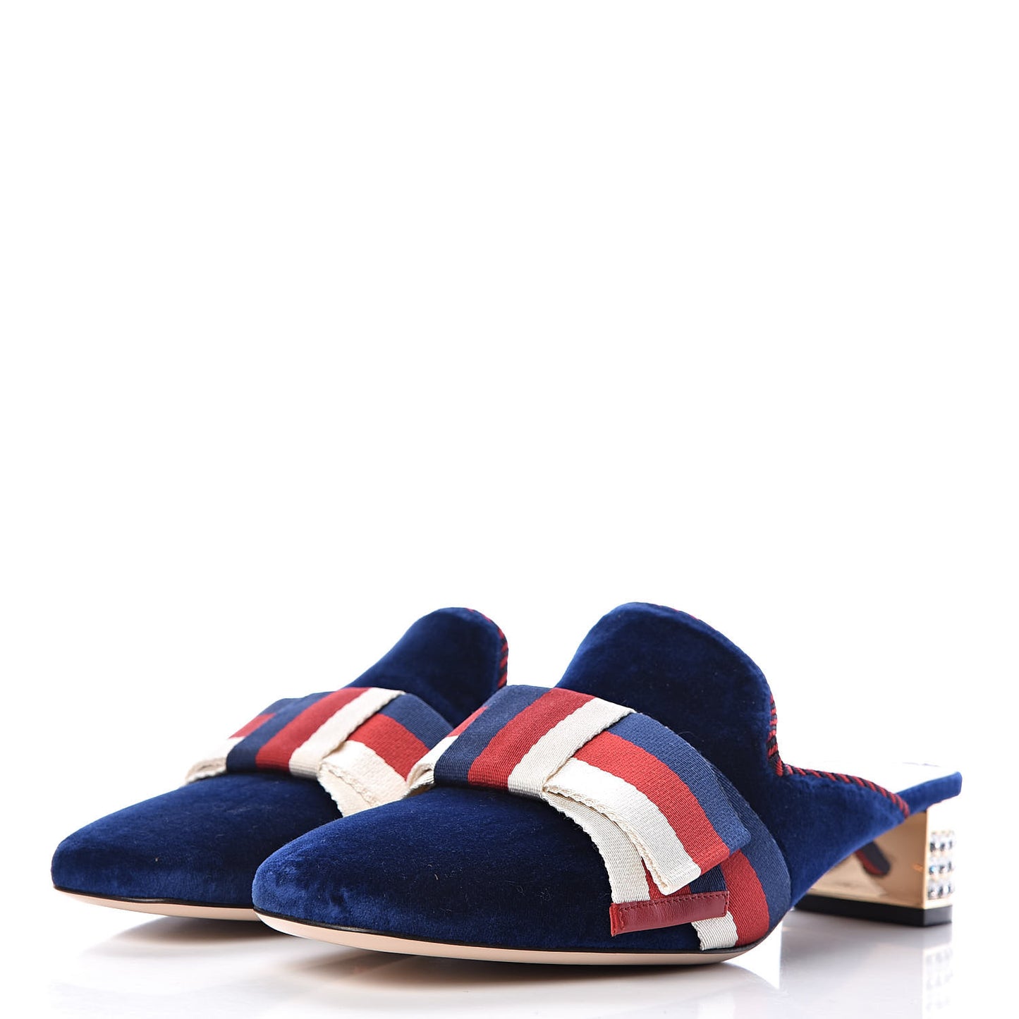 Velvet Crystal Sylvie Bow Mules 39 Cobalt Blue