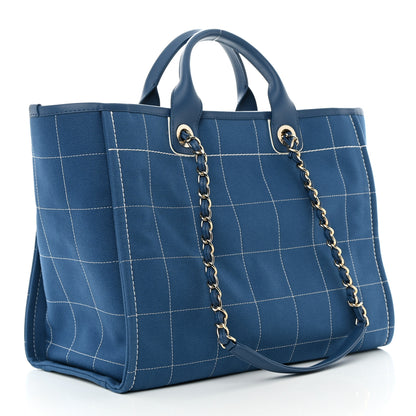 Chanel Cotton Medium Deauville Tote Blue White 4 of 12