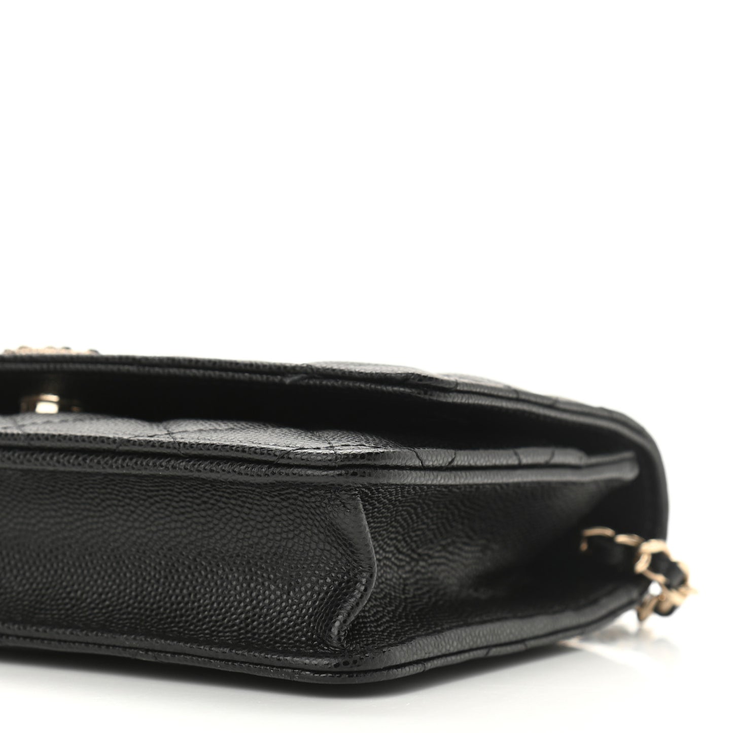 Caviar Quilted Crystal CC Wallet On Chain WOC Black