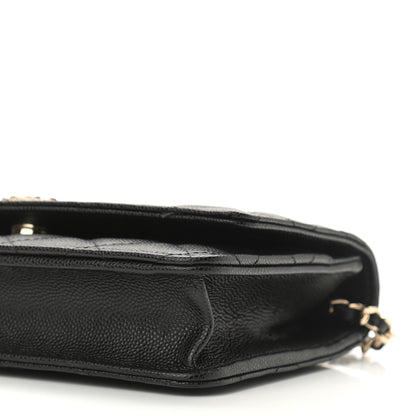 Chanel Caviar Quilted Crystal CC Wallet On Chain WOC Black 11 of 12