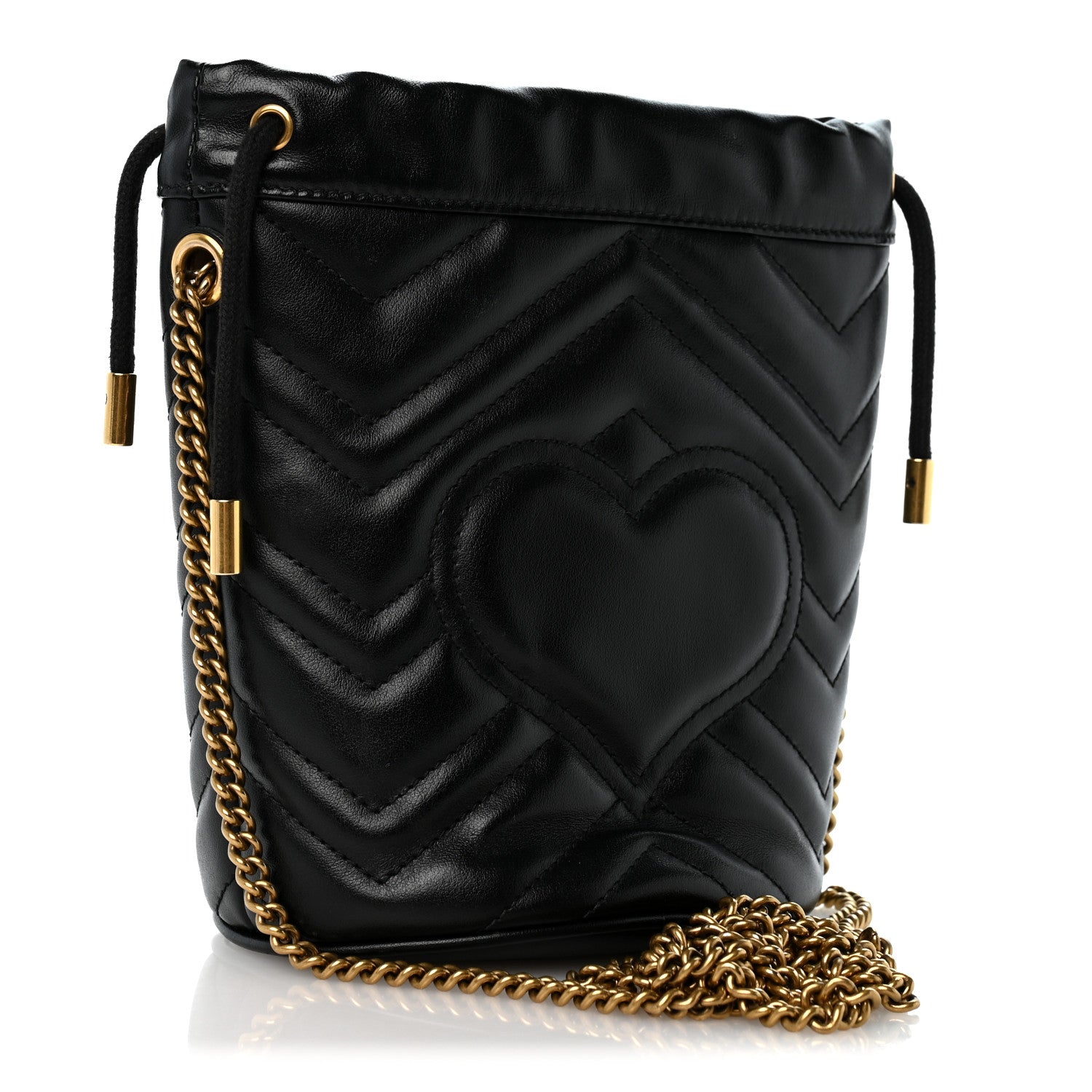 Gucci Calfskin Matelasse Mini GG Marmont 2.0 Bucket Bag Black 2 of 10