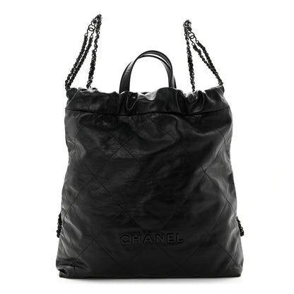 Chanel Shiny Calfskin Quilted Chanel 22 Backpack So Black 1 of 21