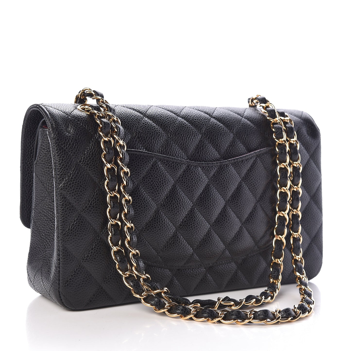Caviar Quilted Medium Double Flap Black