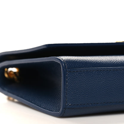Saint Laurent Grain De Poudre Small Classic Monogram Kate Satchel Denim Blue 8 of 9
