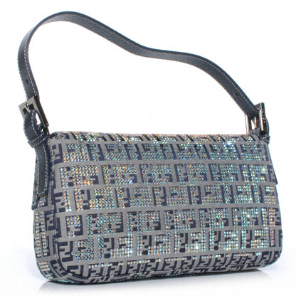 Fendi Zucchino Crystal Baguette Navy 3 of 8