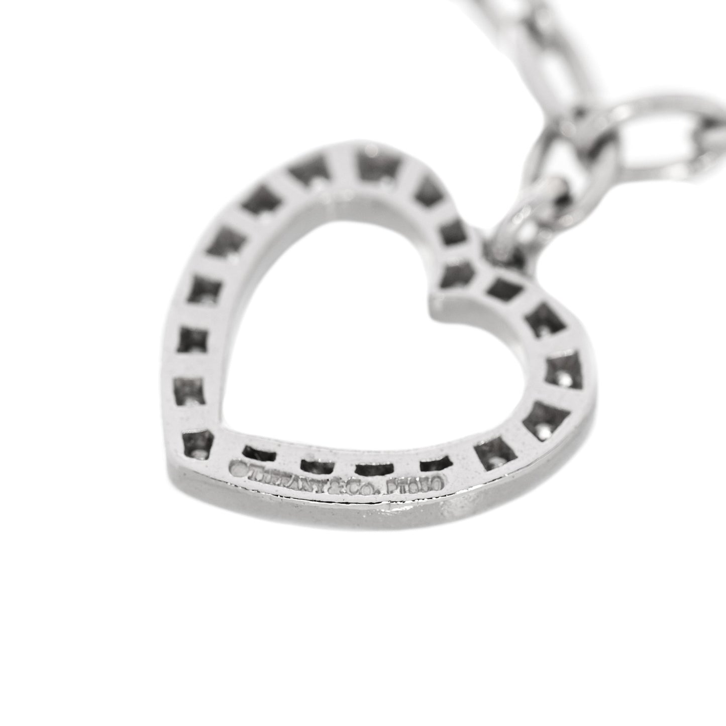 Platinum Diamond Heart Charm Bracelet