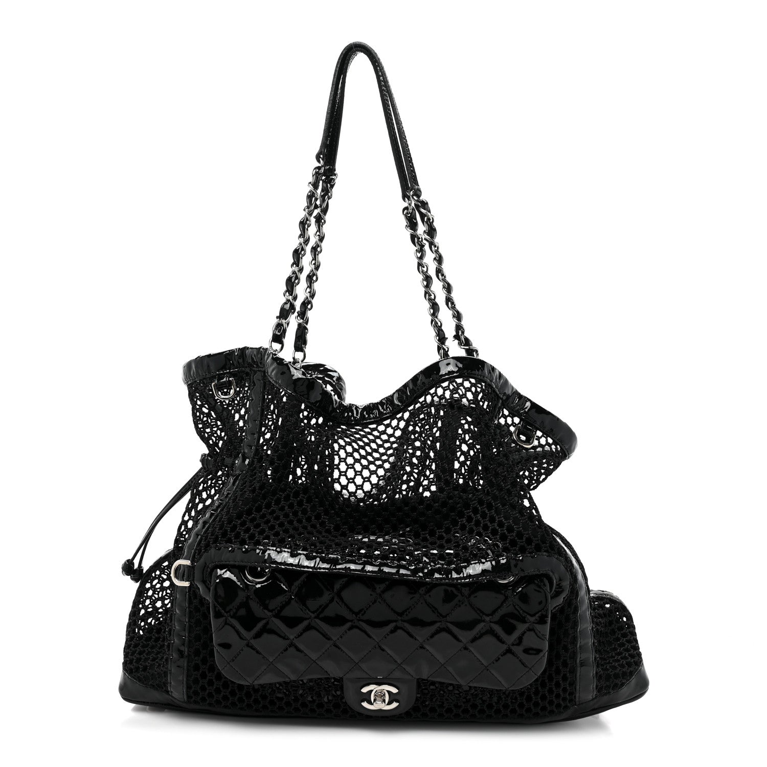 Chanel Patent Net Large La Madrague Tote Black 1 of 16