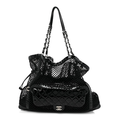 Chanel Patent Net Large La Madrague Tote Black 1 of 16