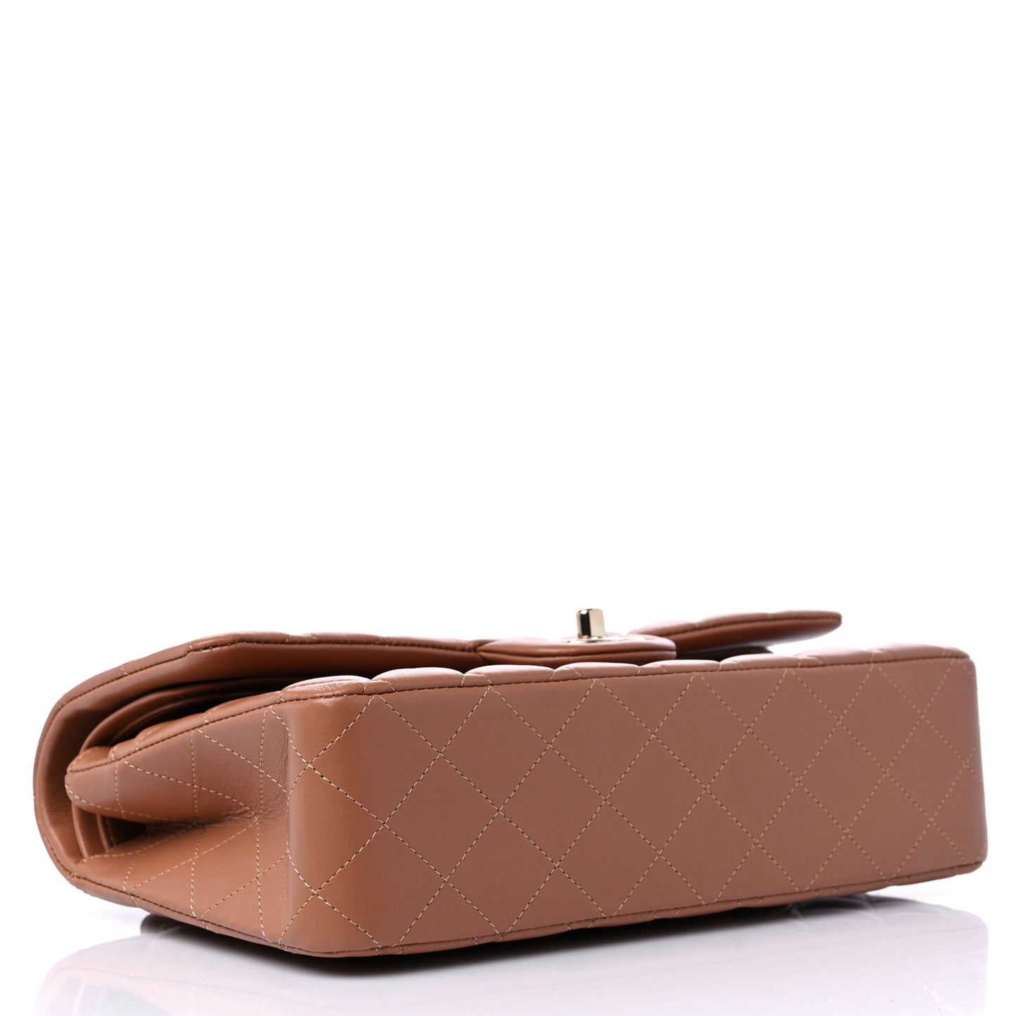 Lambskin Quilted Medium Double Flap Brown