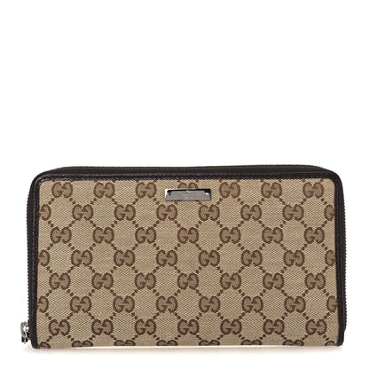 Gucci Monogram Metal Bar Zip Around Travel Wallet Dark Brown 1 of 7