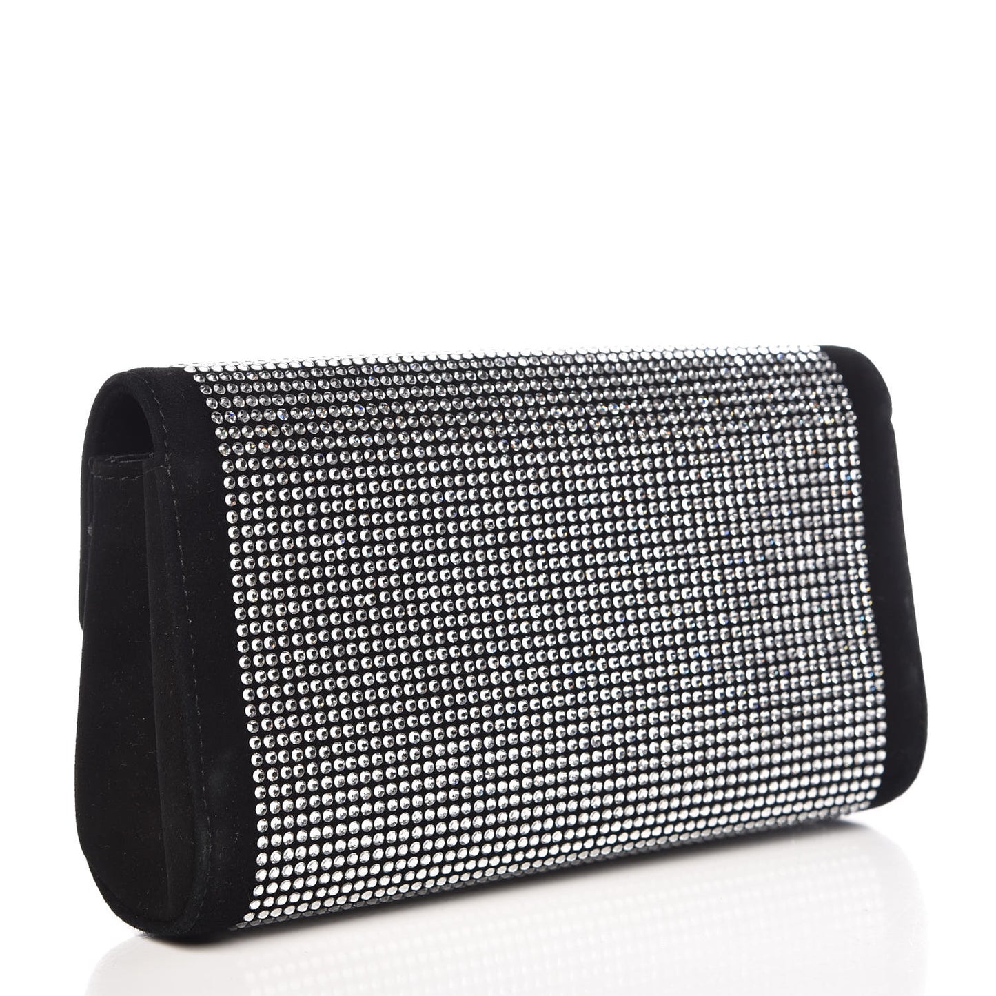 Suede Crystal Clutch Black