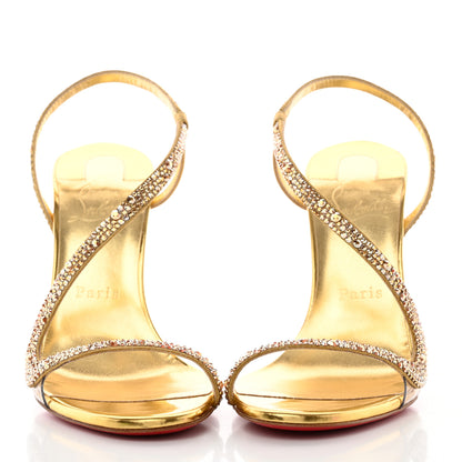 Christian Louboutin Crystal Strass Rosalie 100 Sandals 37 Cry Aurum Gold 2 of 19