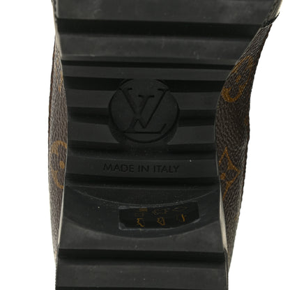 Louis Vuitton Suede Calfskin Monogram Laureate Platform Desert Boots 38 Black 9 of 9